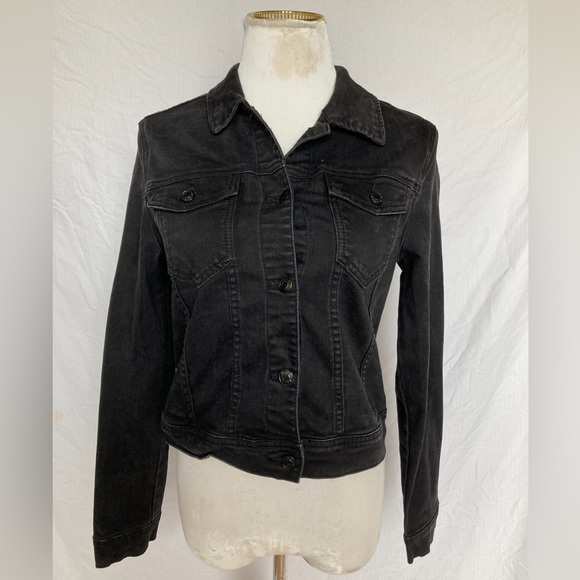 Wax Jean black rustic denim jean jacket button up jegging fabric,style basic - Picture 2 of 7